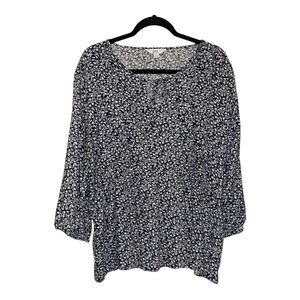 Croft & Barrow Black & White Floral Blouse